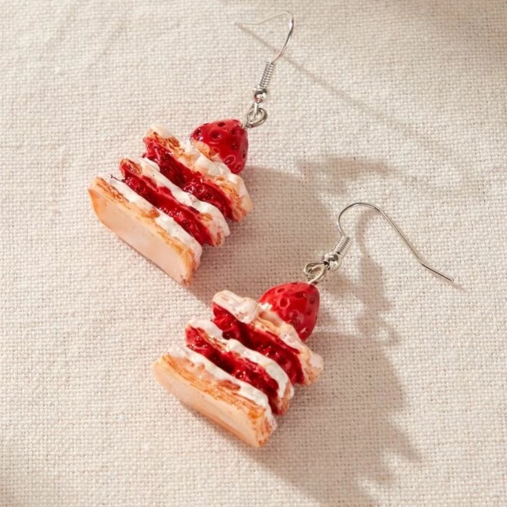 Just In!! Strawberry Cake Drop Earrings - Picture 2 of 3